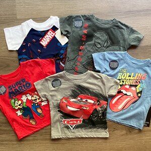 18 month Toddler Boy Licensed Crewneck T-Shirt Bundle